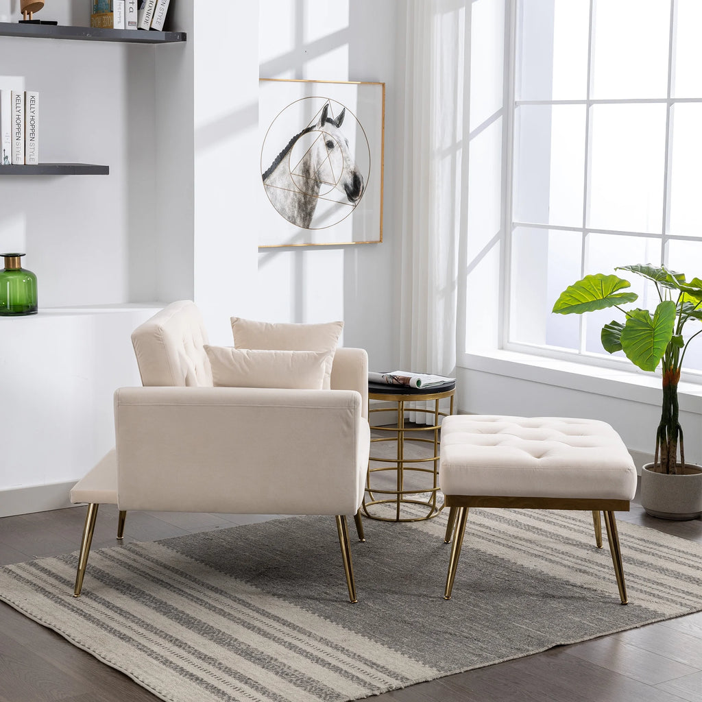 Velvet Accent Chair with Ottoman E1528