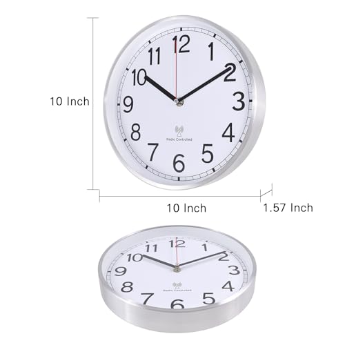 14 Inch Radio Controlled Aluminum Frame Wall Clock S1767