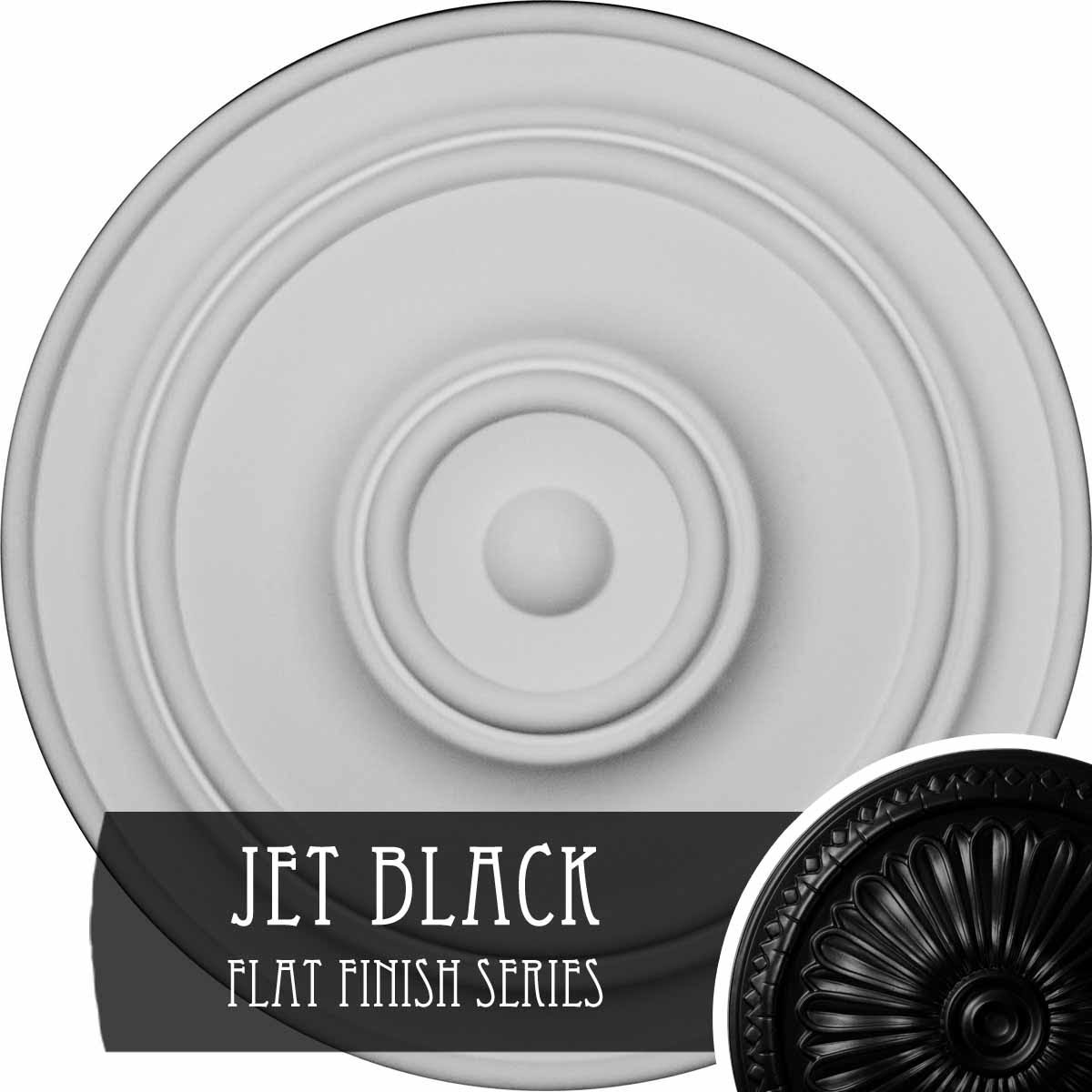 21 7/8 inch x 2 3/8 inch Hand-Painted Jet Black Ceiling Medallion F67783