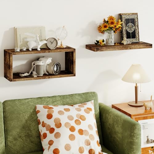 Rustic Brown Floating Shelves D35982