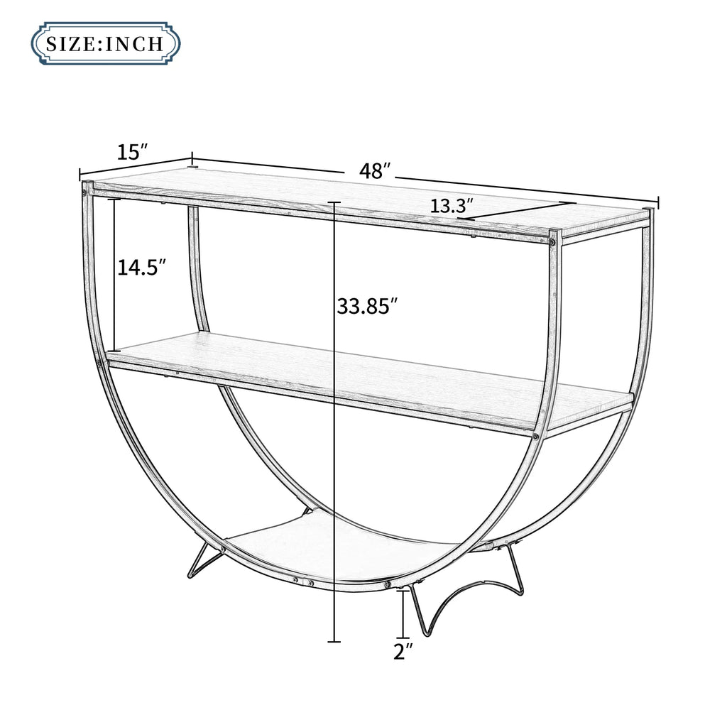 Distressed Brown Metal Wood Console Table Z2679