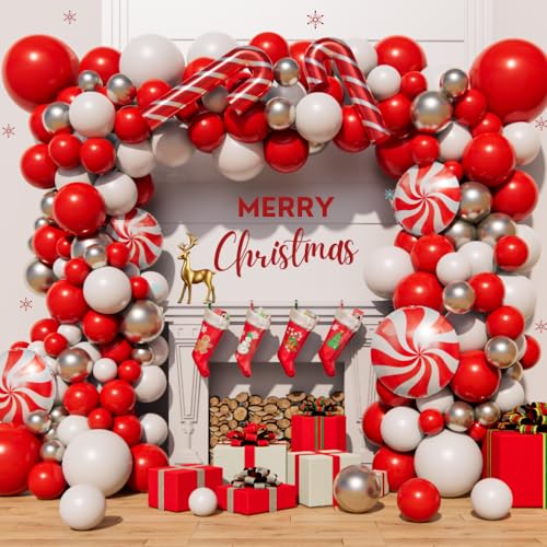 Christmas Balloon Arch Garland Kit 160pcs Red Green Gold Balloons W95653