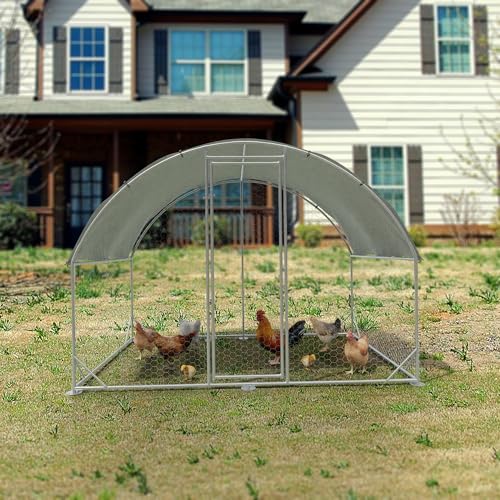 Metal Chicken Coop with Run, 19.6'x9.8'x6.4' X3829