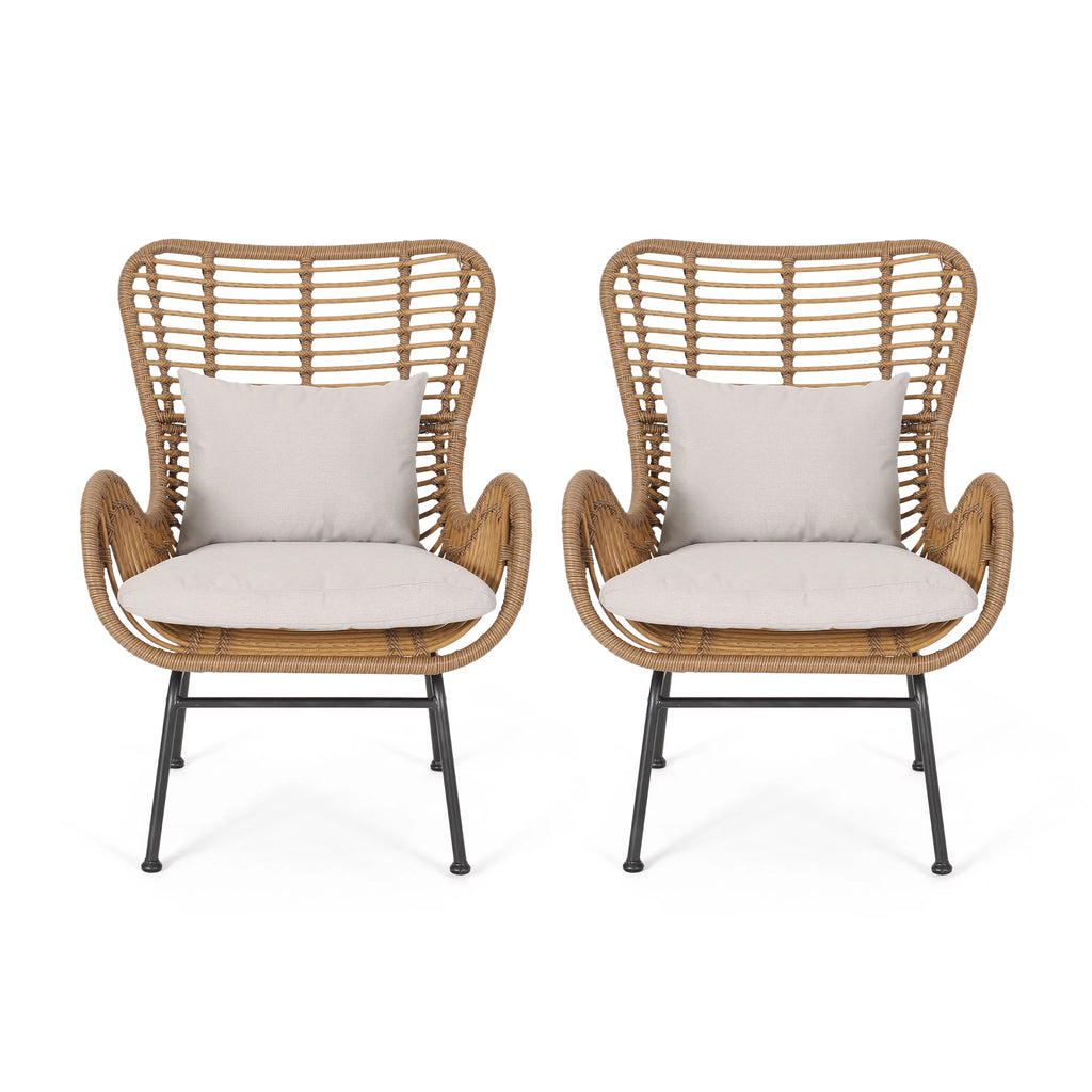 Indoor Wicker Club Chairs with Cushions Set of 2 H475694