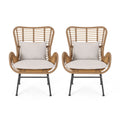 Indoor Wicker Club Chairs with Cushions Set of 2 H475694