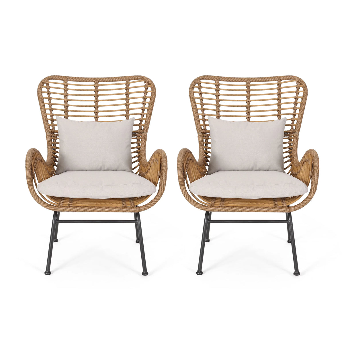 Indoor Wicker Club Chairs with Cushions Set of 2 H475694
