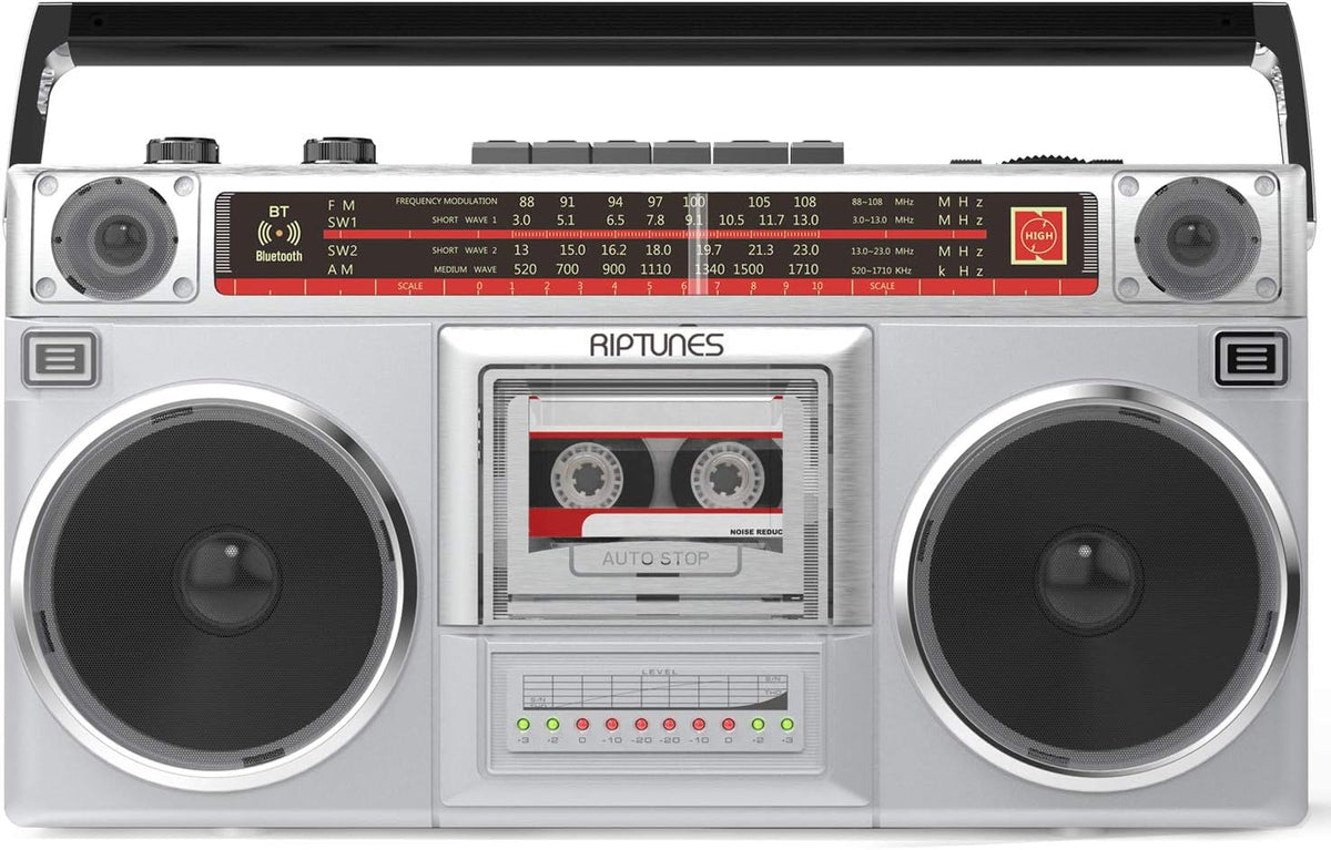Black Retro Boombox Radio Cassette Player Recorder, Pack of 2 F813292
