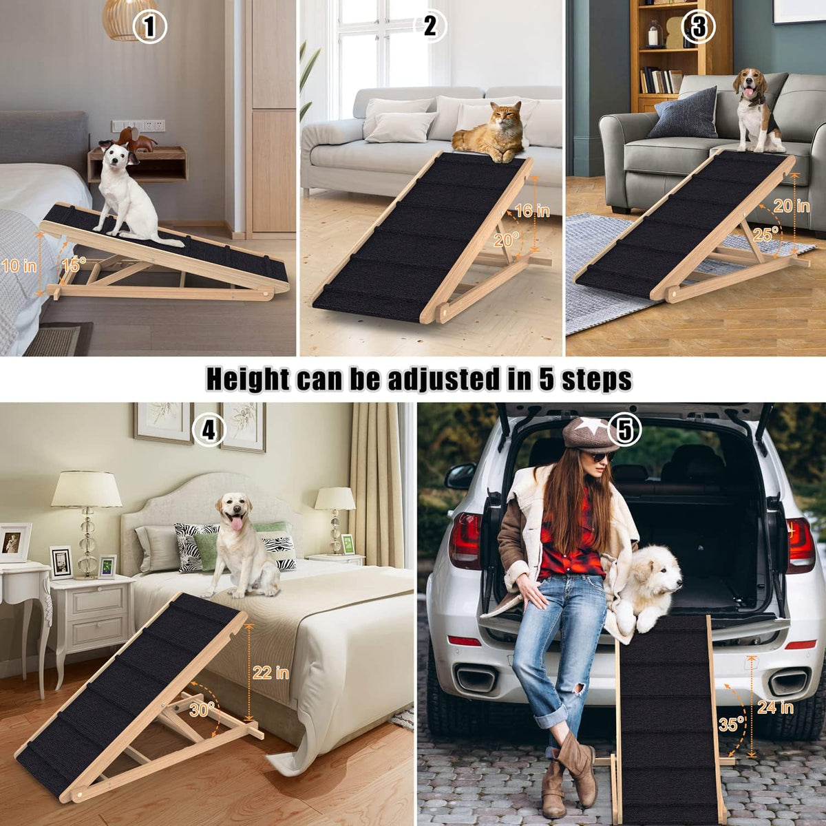Adjustable Folding Pet Ramp with Non Slip Mat, 40" Long K82987