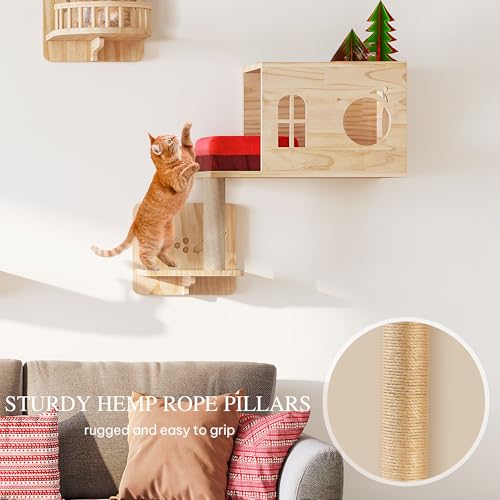 Solid Wood Wall Mounted Cat Furniture Set of 13 W86743