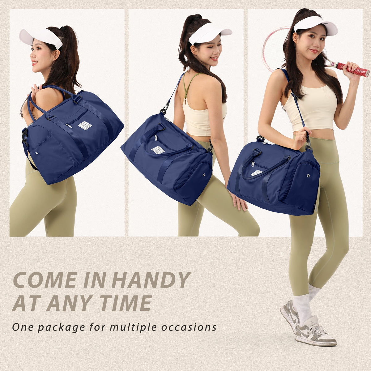 Waterproof Travel Duffel Bag with Shoes Compartment and Wet Pocket A479