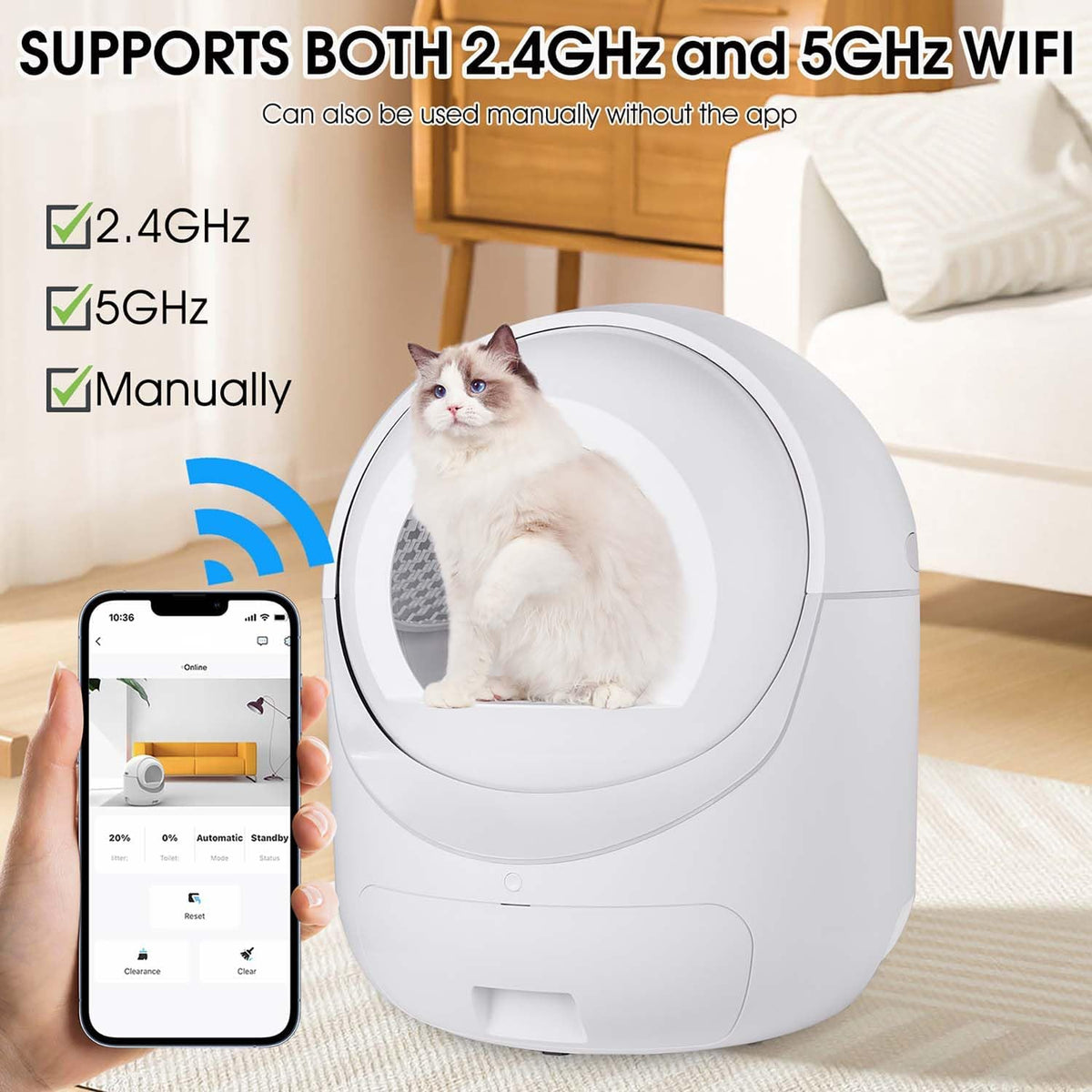 Automatic Self Cleaning Litter Box with Odor Removal and APP Control F468731
