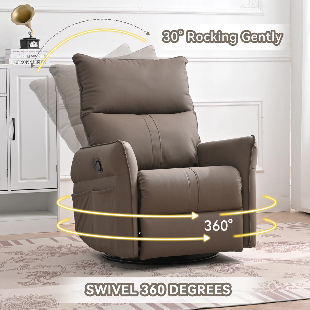 4-in-1 Swivel Glider Rocker Recliner Chair Brown B711