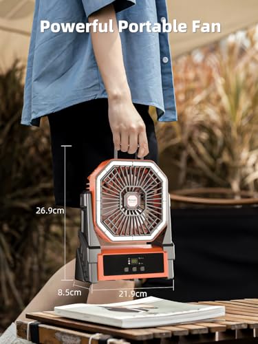 Portable Rechargeable Camping Fan with LED Lantern Q2579