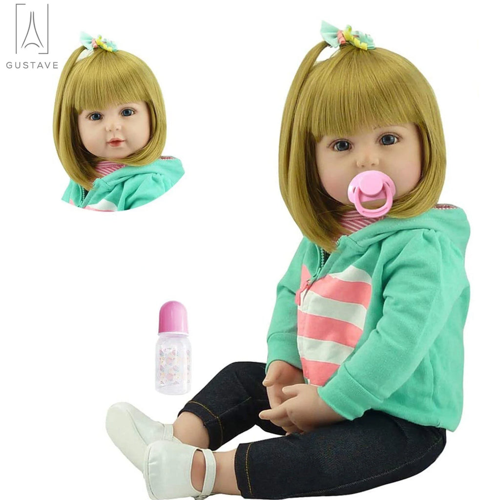24 Inch Blond Hair Silicone Vinyl Baby Doll Y75580