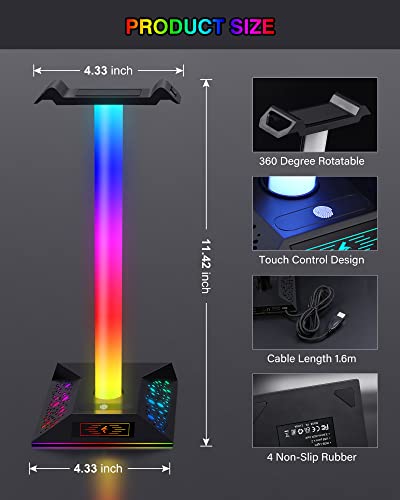 RGB Headset Stand with 2 USB Charger W5421