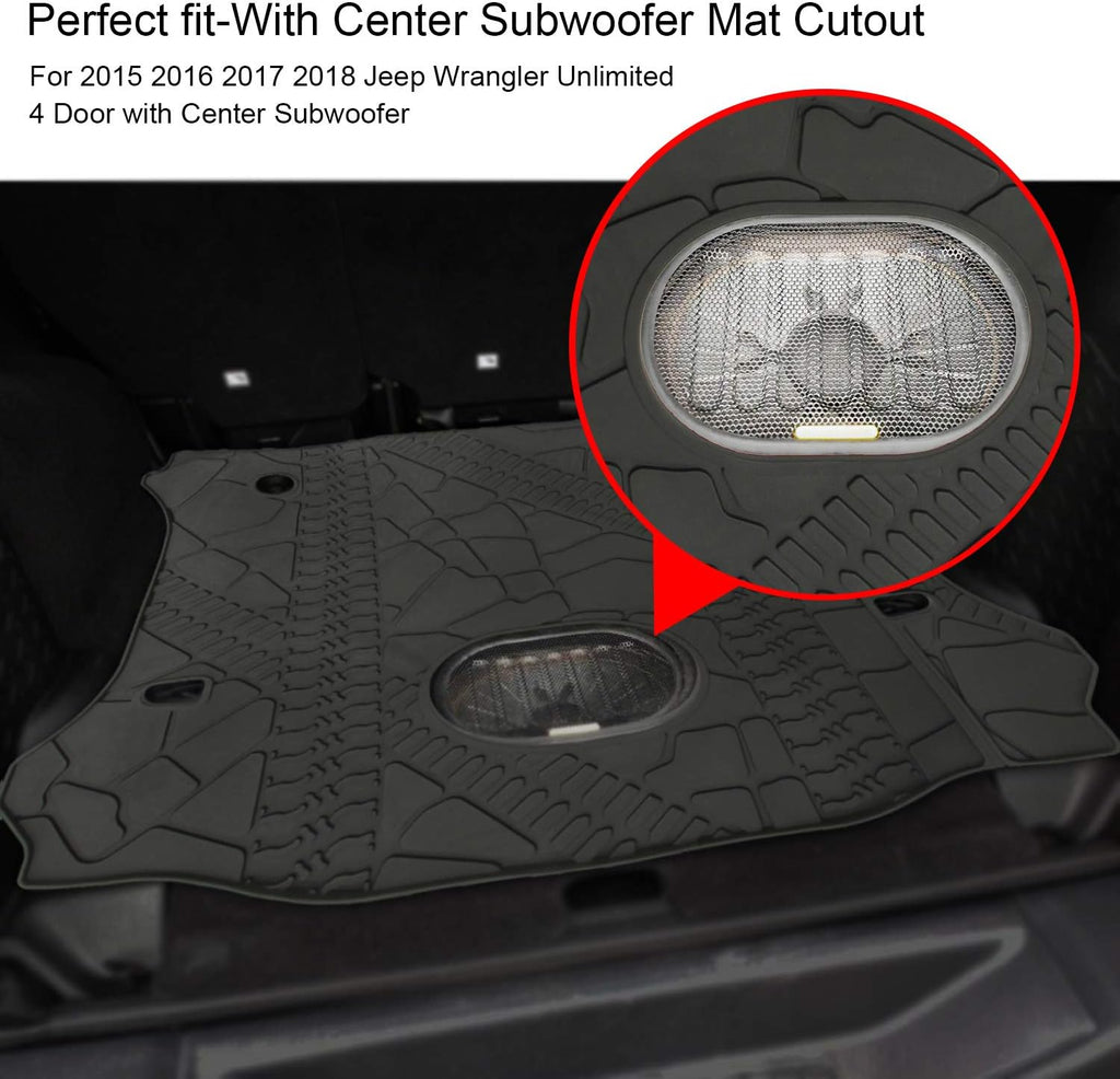 Black TPE Cargo Liner Rear Floor Mat for Jeep Wrangler Unlimited 4 door M4842