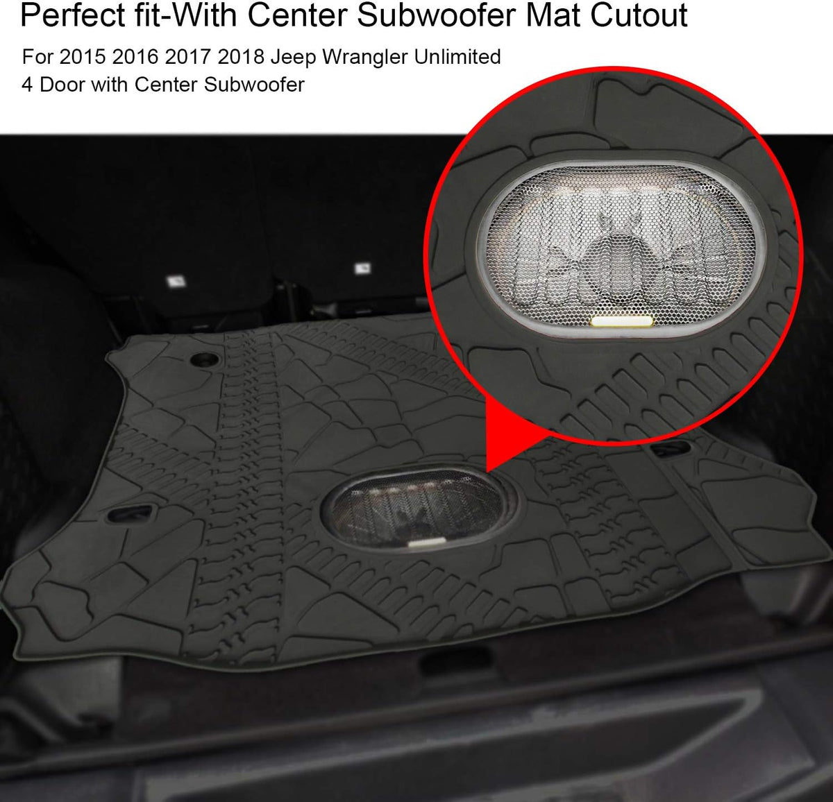 Black TPE Cargo Liner Rear Floor Mat for Jeep Wrangler Unlimited 4 door M4842