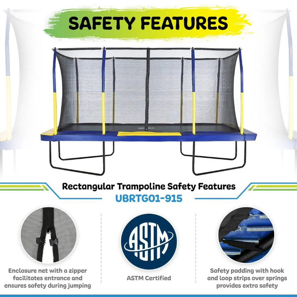 9' X 15' Rectangular Trampoline Set with Enclosure System P42289