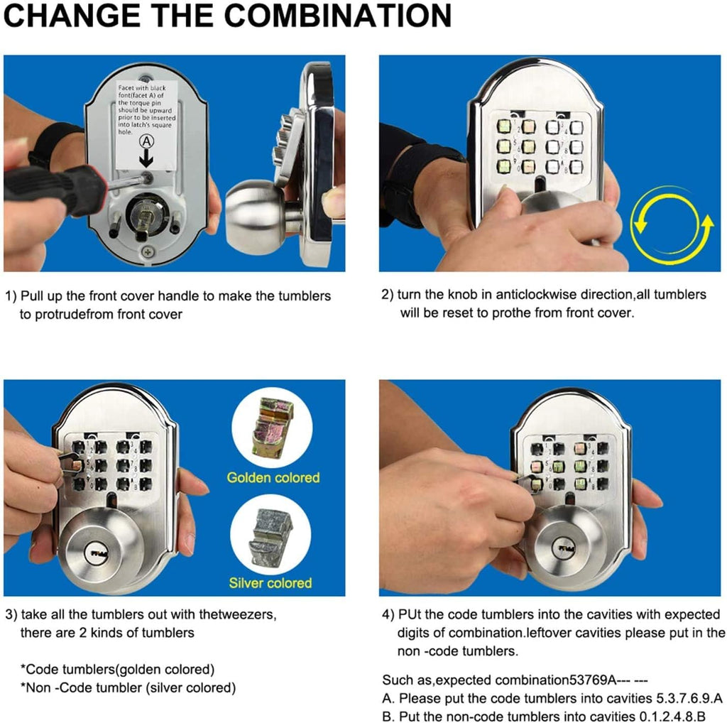Mechanical Stainless Steel Digital Code Keypad Door Lock Deadbolt Y886