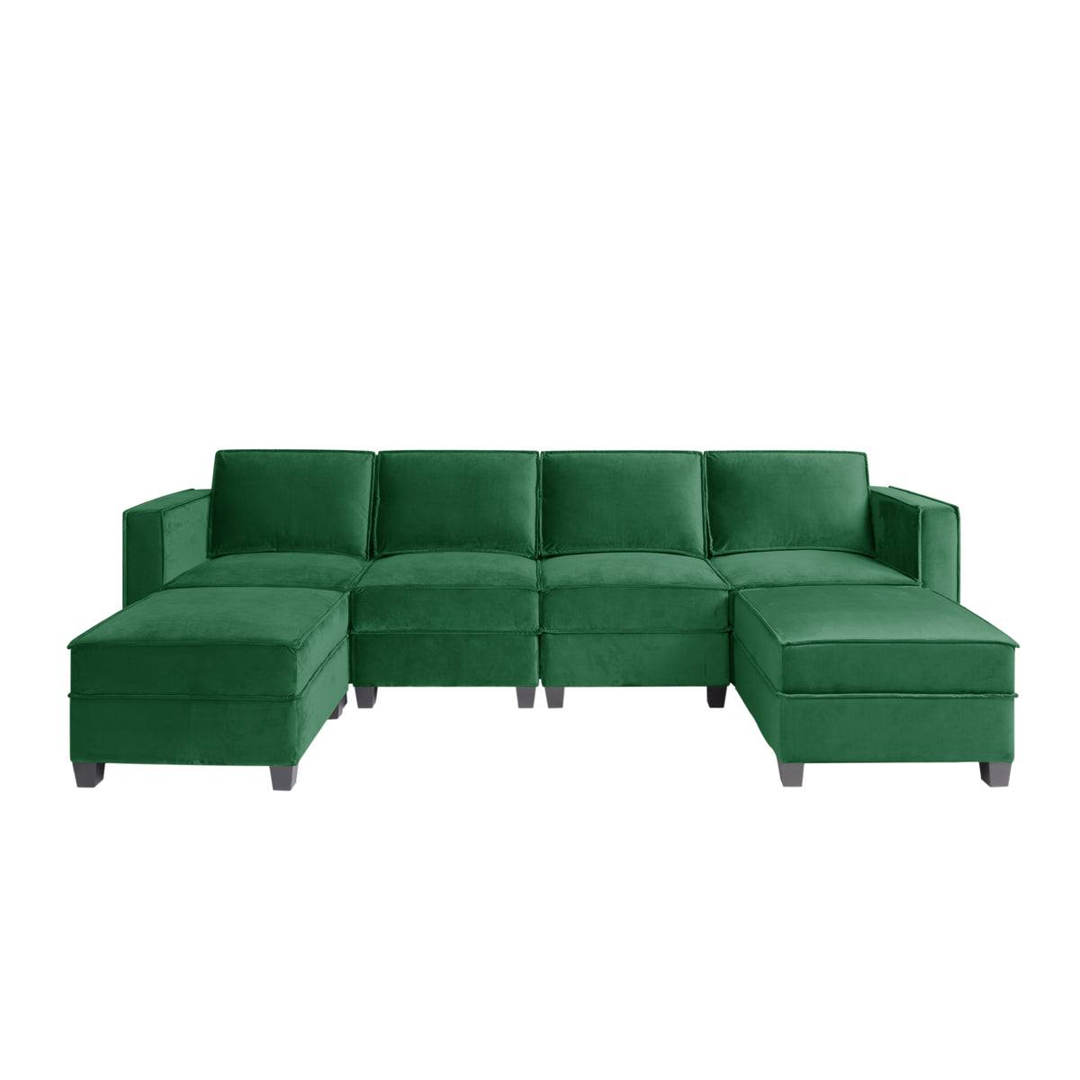 Modern Large Velvet U-Shaped Convertible Sectional Sofa Bed with Removable Storage Ottomans M1049