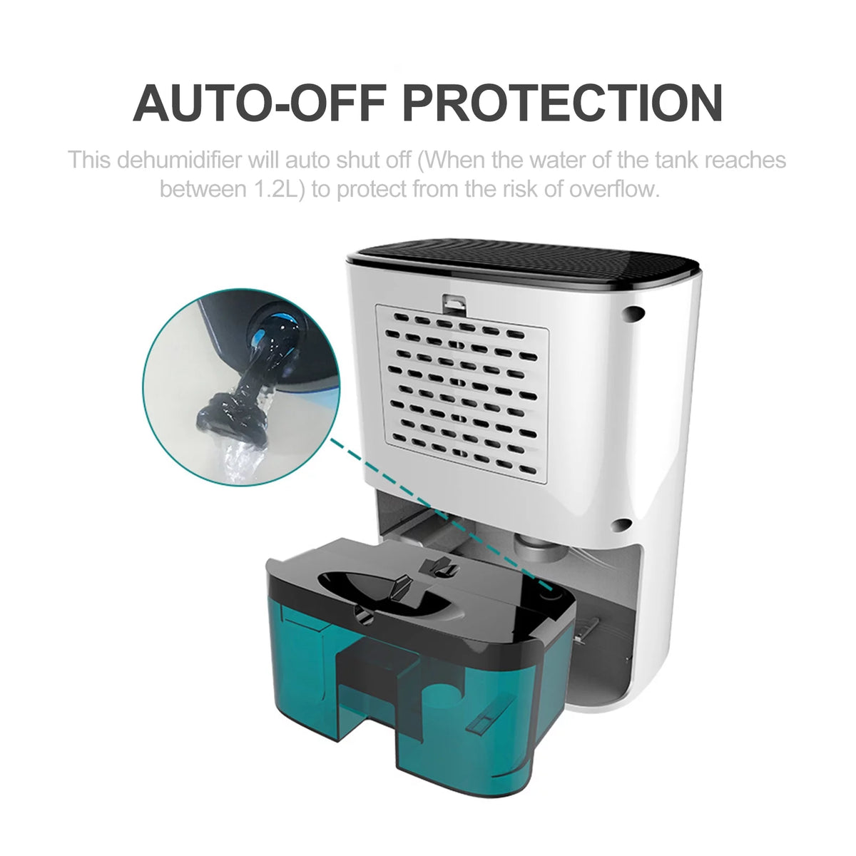 1200mL Portable Small Dehumidifier with Auto-off Protection J21274