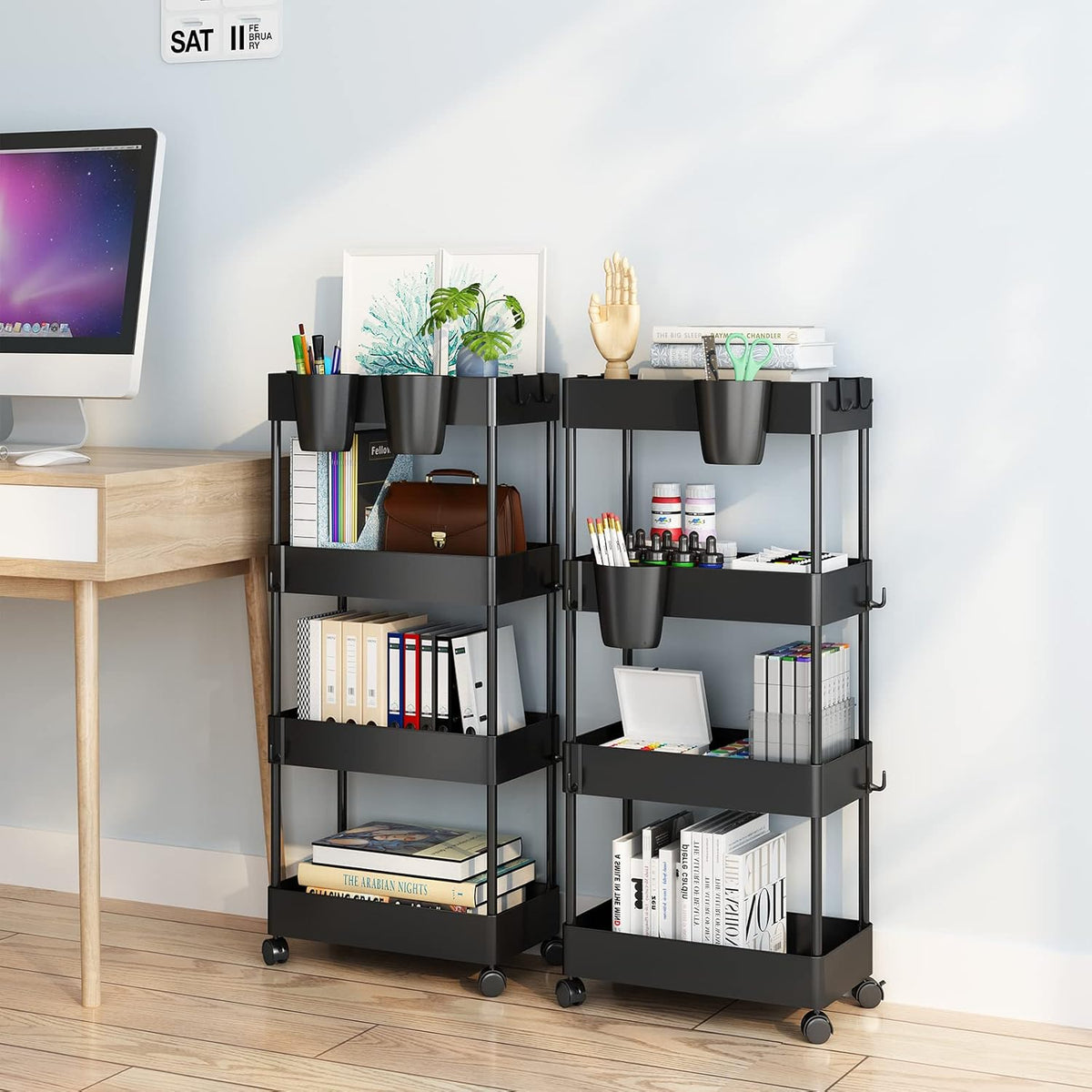 Black 4-Tier Rolling Utility Cart J9480