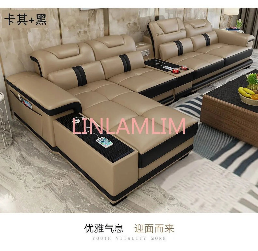 Genuine Leather Recliner Sofa Set H872