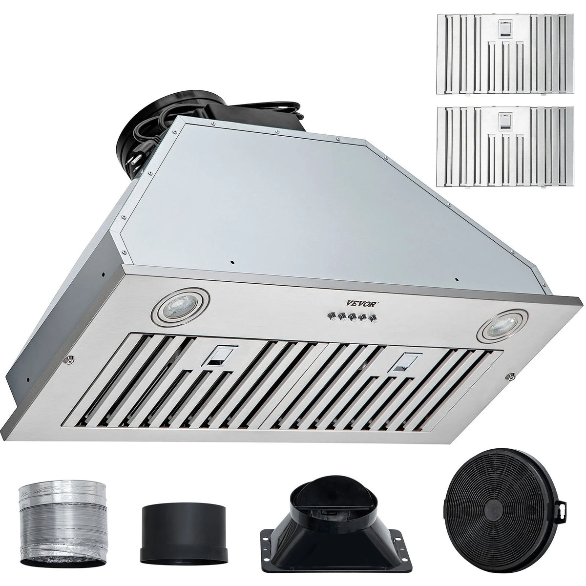 30 Inch Stainless Steel Built-in Range Hood with LED Lights and Baffle Filters A806105