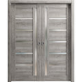 Sliding French Double Pocket Doors 64 x 84 inches Solid Wood with Frosted Glass O518