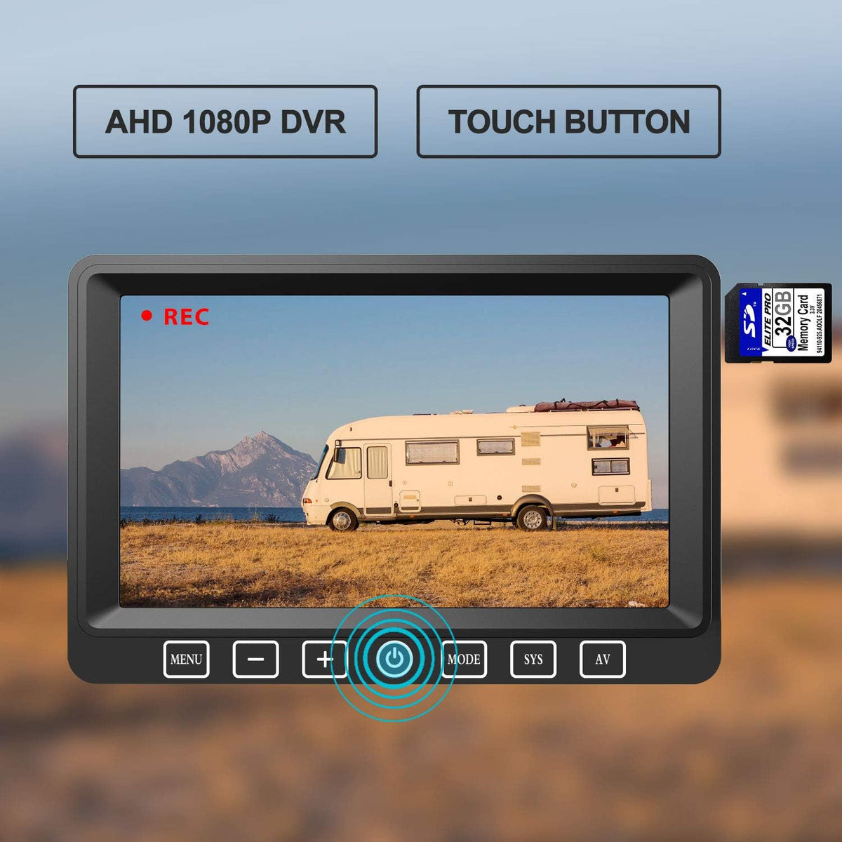 Backup Camera with 7 Touch Button Monitor Built-in Recorder M443