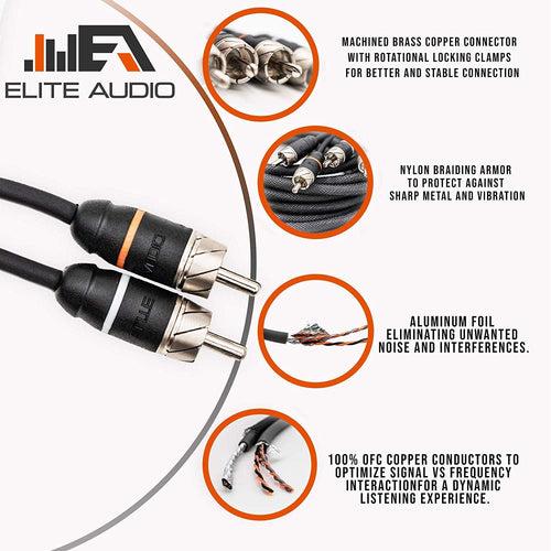 100% OFC Copper RCA Interconnects Stereo Cable, 2 Channel 1.5' (2 x RCA Male to 2 x RCA Male), Pack of 2 E2242