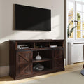52 Inch TV Stand with Sliding Barn Door and Storage Cabinets (Espresso) I331704