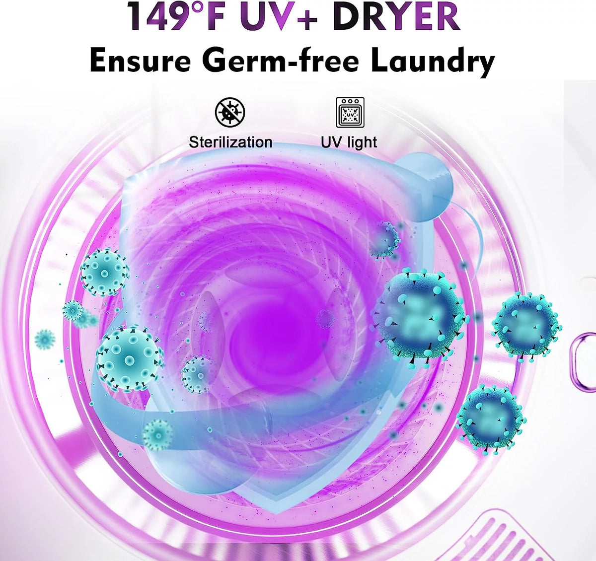 Compact Electric Clothes Dryer 8.8 Lbs 850W with Moisture Sensor I123979
