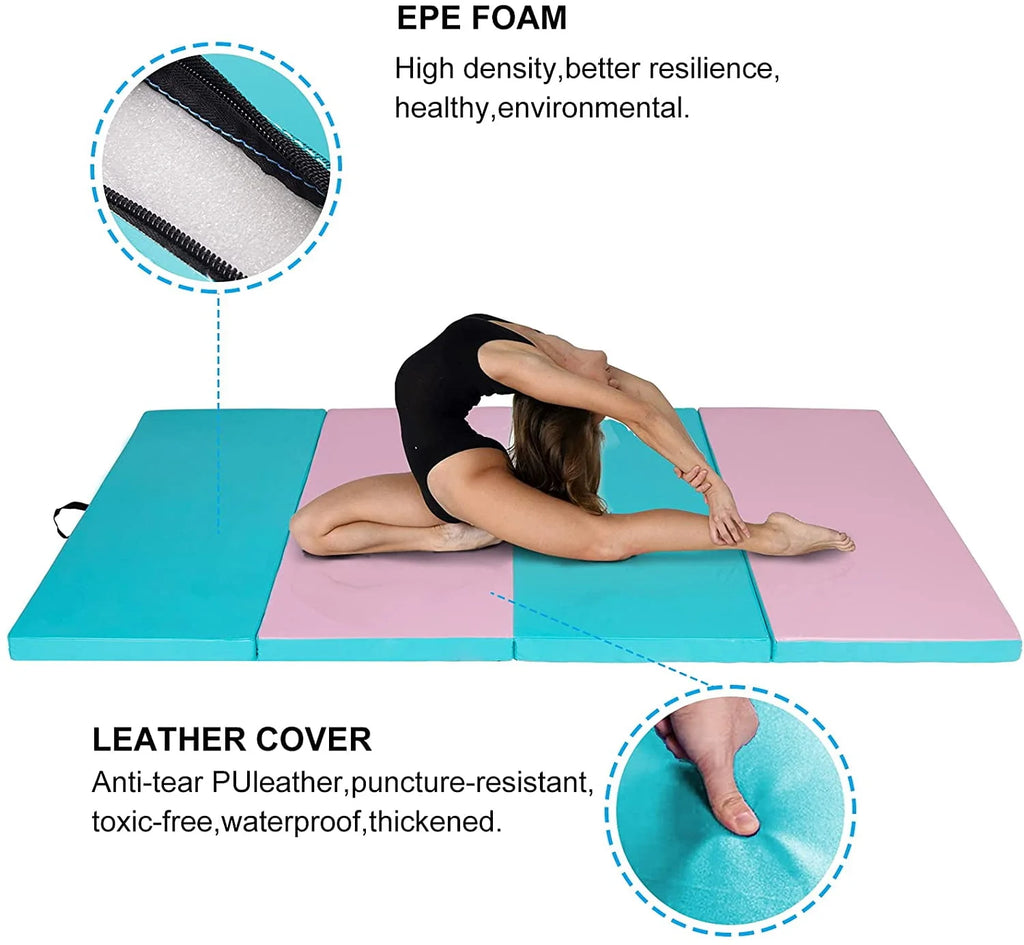 4'x10'x2'' Folding Exercise Mat with Carrying Handles X245