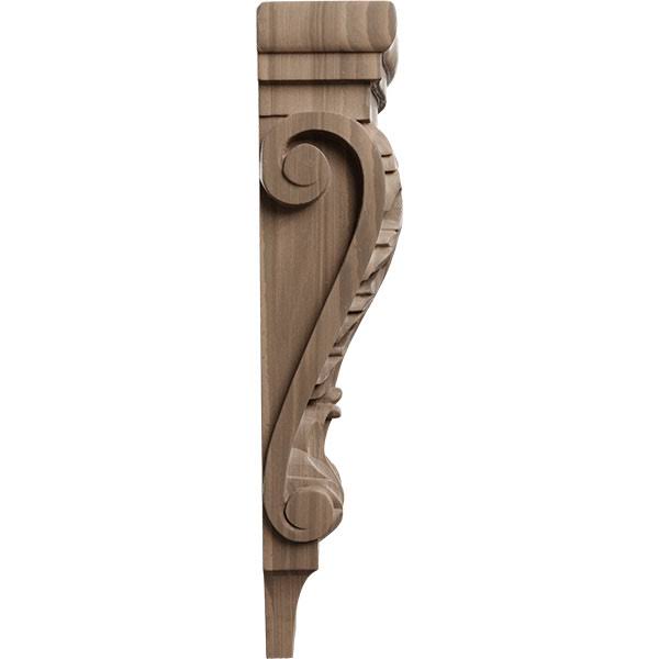 5 1/8 inchw x 3 3/8 inchd x 15 1/2 inchh Medium Acanthus Wood Corbel, Walnut V51839