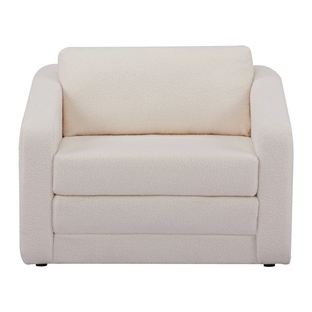 Ivory Polyester Sherpa Convertible Chair S49766