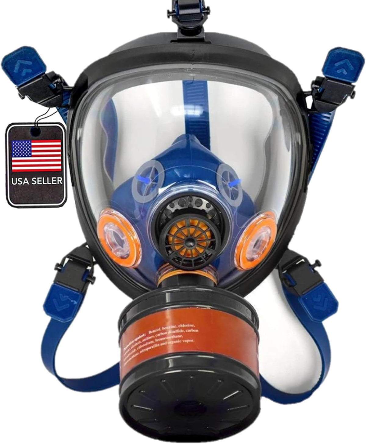 Full Face Respirator with 40mm Gas Filter Canister F7545