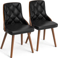 Black Set of 2 PU Leather Upholstered Dining Chairs O824