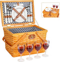 Picnic Basket Set for 4 Person Woodchip Basket with Handles Z22772