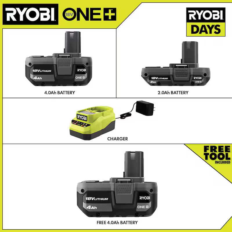 18V Lithium-Ion 4.0 Ah Battery, 2.0 Ah Battery, and Charger Kit A137