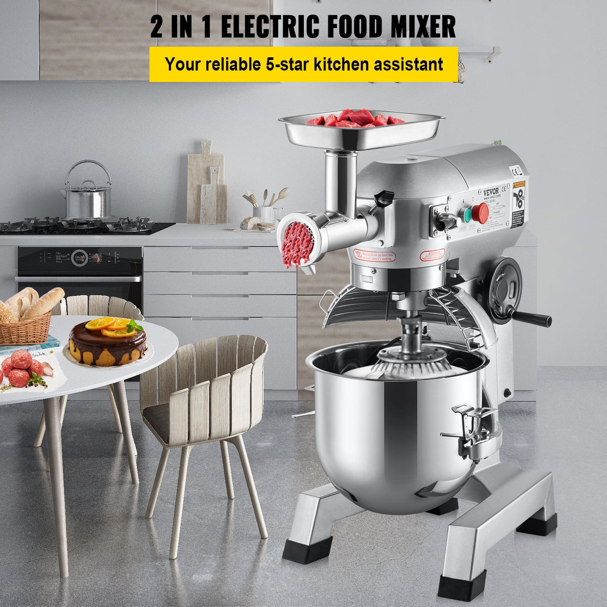 20Qt Stainless Steel Bowl 1100W Electric Stand Mixer with Meat Grinder Q224694