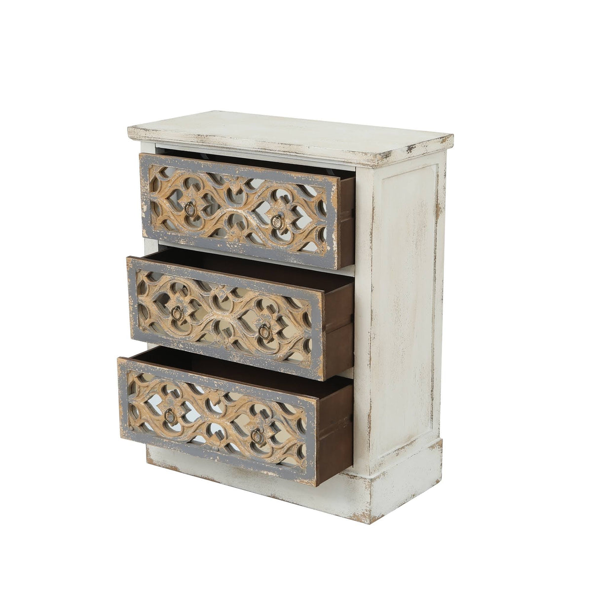 Rustic White and Natural Wood Accent Chest W204077