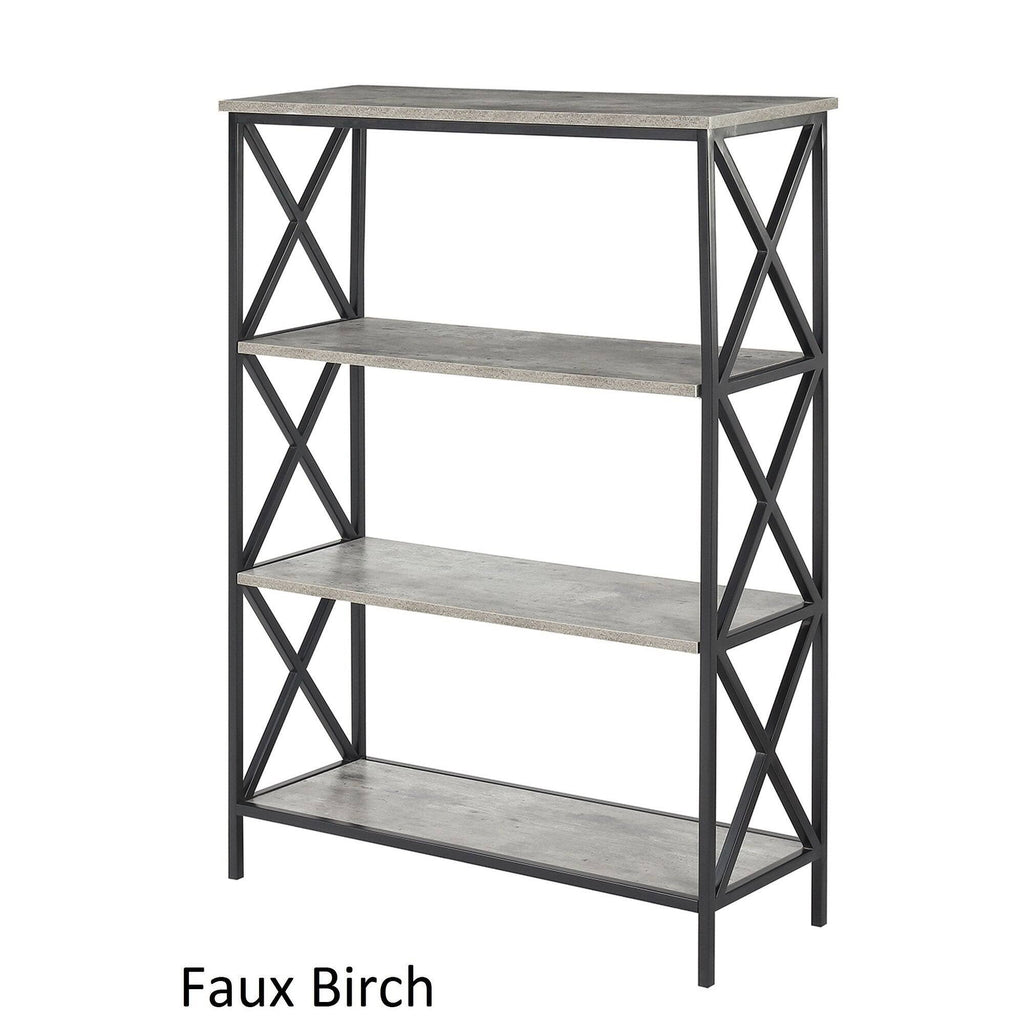 Metal and Wood 4-Shelf Bookcase J118
