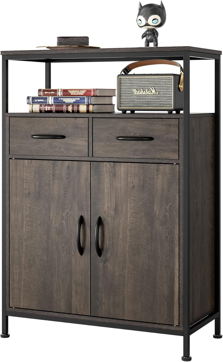Industrial Storage Cabinet with Fabric Drawers and Shelves A787