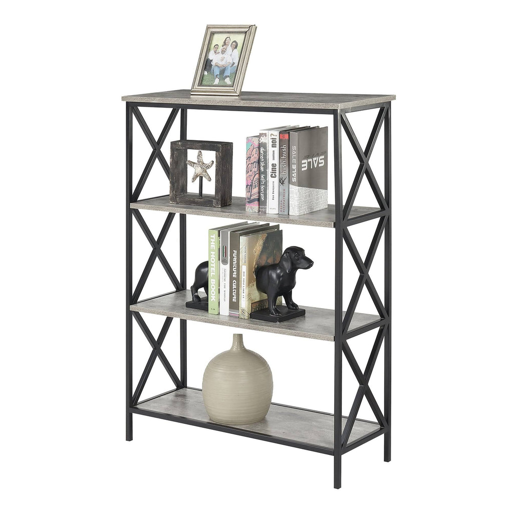 Metal and Wood 4-Shelf Bookcase J118