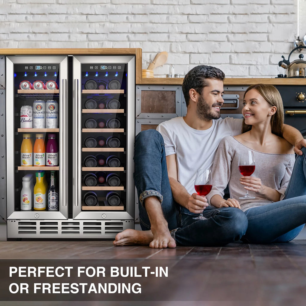 Beverage Refrigerator and Wine Cooler, Dual Zone 24 inch Built-in 20 Bottles 57 Cans H5671