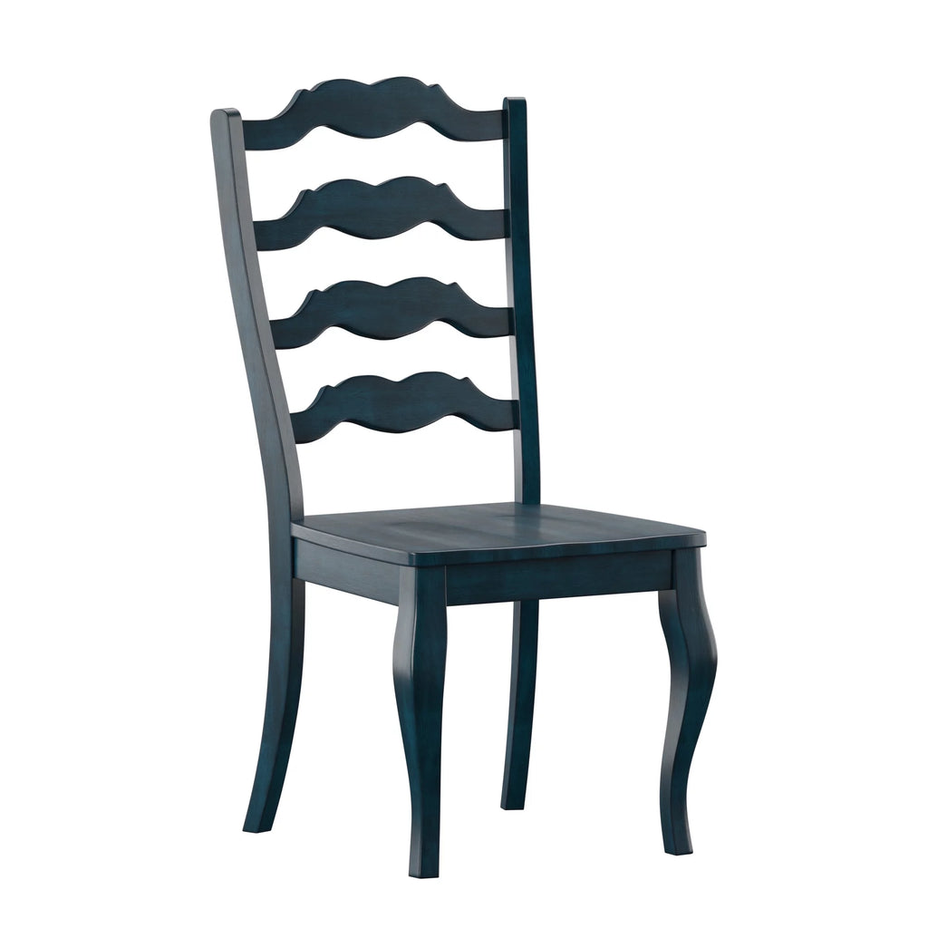 Wood Dining Chairs, Set of 2, Antique Dark Denim Blue A208326