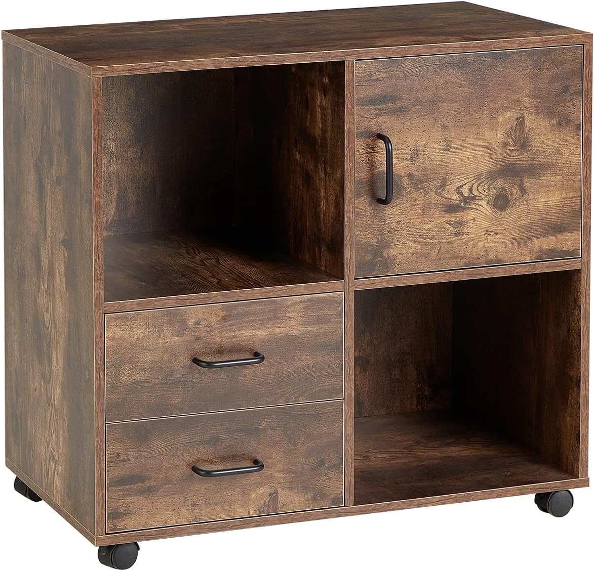 2 Drawers Mobile Wooden Lateral Filing Cabinet with Lockable Casters J44919
