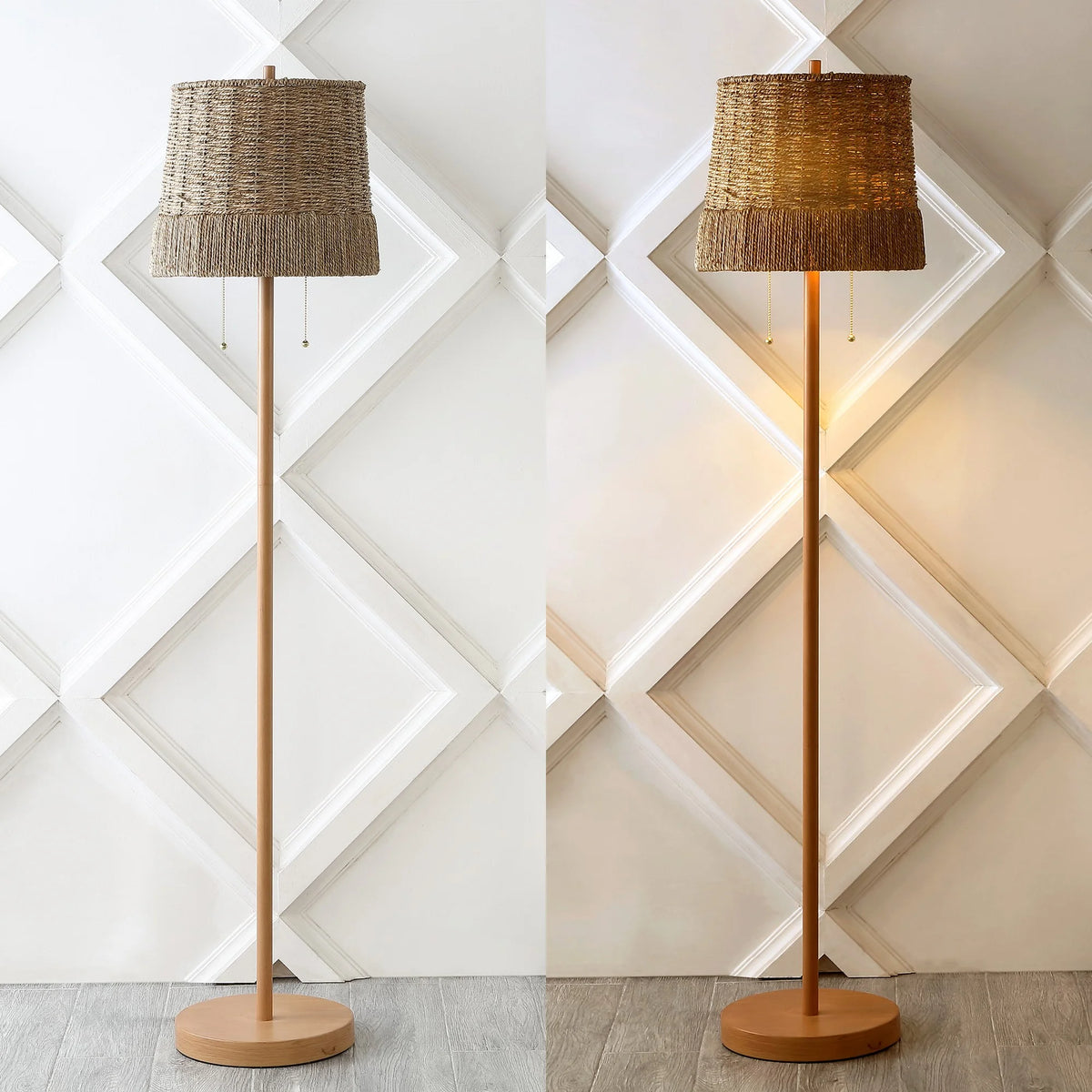 61" 2-Light Rattan LED Floor Lamp M966537