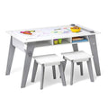 Gray Kids Arts and Crafts Table Set with Two Stools and Storage Cubbies V99994